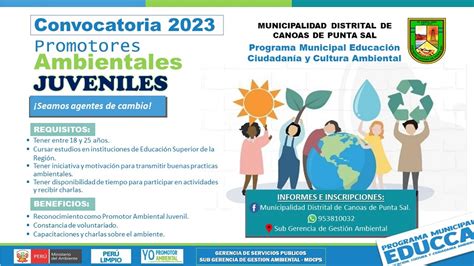 Convocatoria Para Promotores Ambientales Escolares Juveniles Y