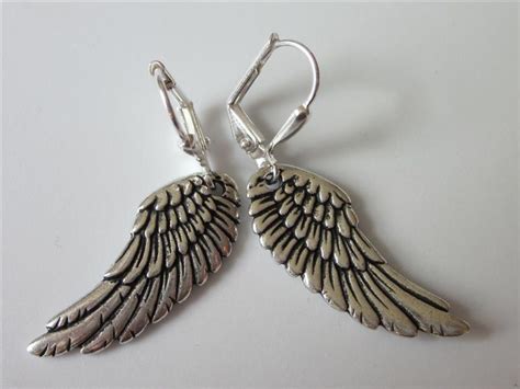 Silver Wing Earrings Angel Wing Earrings Fairy Wing Metal - Etsy