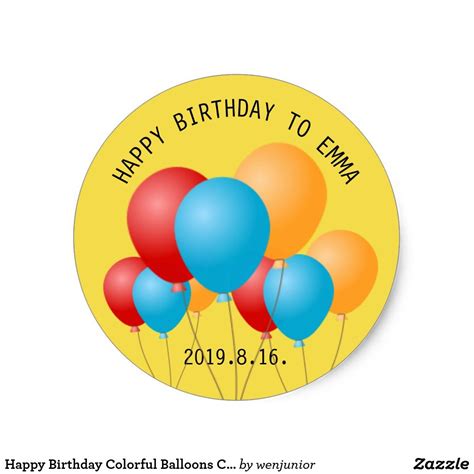 Happy Birthday Colorful Balloons Celebration Classic Round Sticker