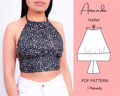 PDF Halter Crop Top Sewing Pattern Digital Pattern Amanda Etsy