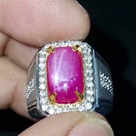 Natural Star Ruby Burma Asli Memo GRI Lab Batu Permata Ster Myanmar