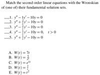 Answered Match The Second Order Linear Equations With The Wronsk Of