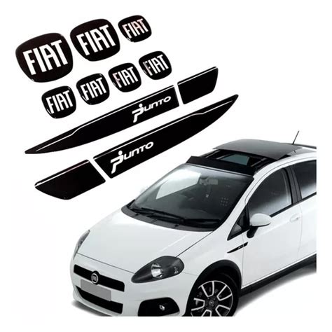 Adesivo Emblemas Apliques Preto Fiat Punto Resinado Res38 Cor Apliques