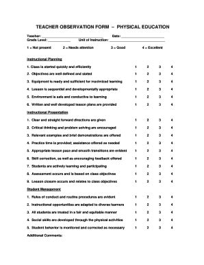 Teacher Observation Form Fill And Sign Printable Template Online