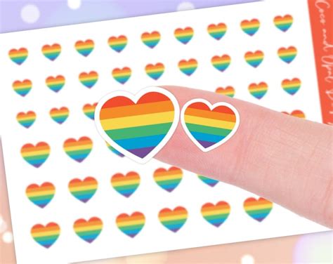 Rainbow Heart Gay Pride Planner Stickers In Small And Large Sizes Etsy