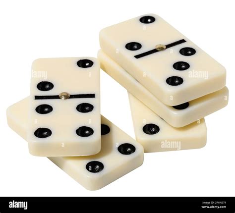 A Stack Of Dominoes On A White Background An Intellectual Game Stock