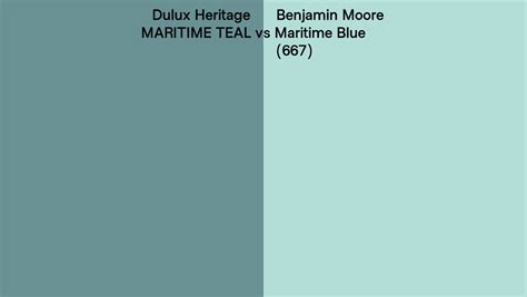 Dulux Heritage Maritime Teal Vs Benjamin Moore Maritime Blue Side