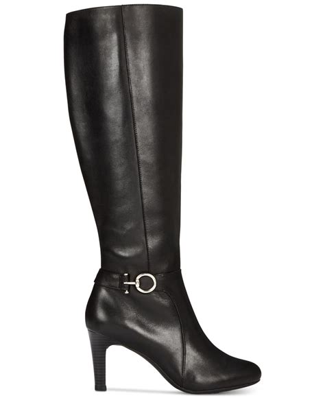 Bandolino Leather Lella Dress Boots Created For Macys In Black Leather