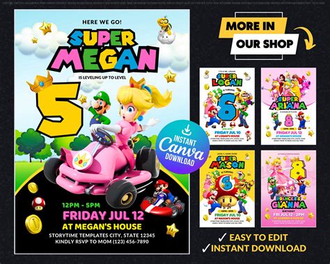 Mario Princess Invitation Super Mario Birthday Party For Girl