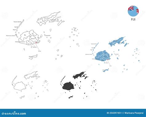 Style Of Fiji Map Vector Illustration Have All Province And Mark The