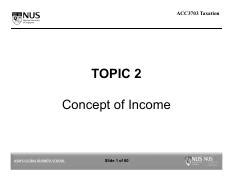 NUS Taxation Topic 2 18 Aug 2020 Pdf ACC3703 Taxation TOPIC 2 Concept