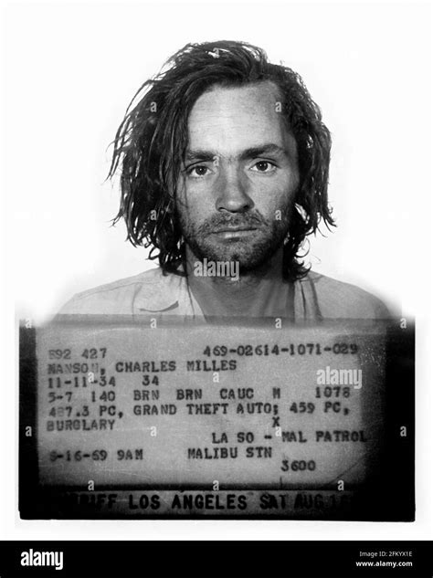 1969 , 16 august, USA : Mugshot of famous american satanist cult leader ...