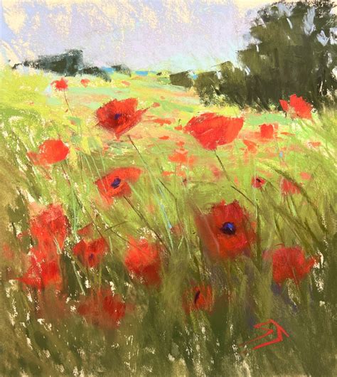 Original Pastel Painting / Red Poppy Field / 9 X 10 / Susan Jenkins - Etsy