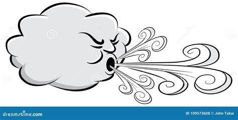 Cloud Blowing Wind Drawing Cartoon Vector Illustration | CartoonDealer ...