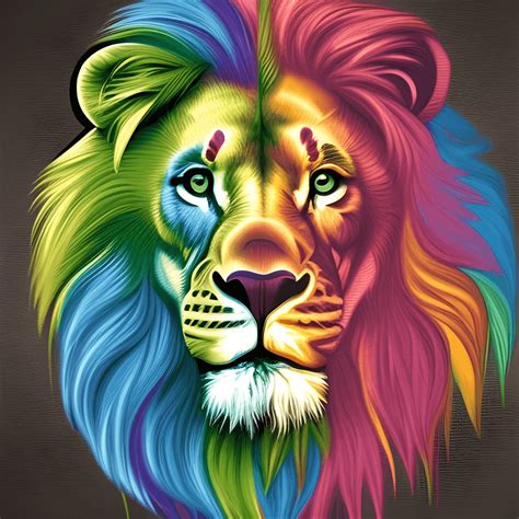 Rainbow Lion 4k Art · Creative Fabrica