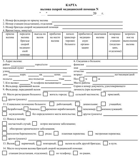Шпаргалка описание карты вызовов