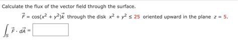 Solved Calculate The Flux Of The Vector Field Through The Chegg