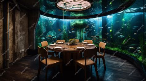 Premium Photo | Underwater dining room in a restaurant