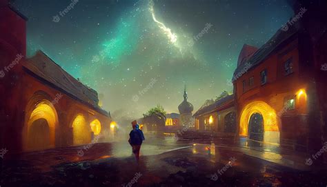 Premium Photo Colorful Digital Art Background Of Fantasy Alleyway