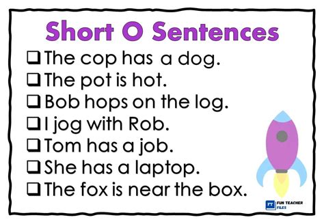 Short Vowel Sounds In Sentences For Reading Practice Fun Teacher Files