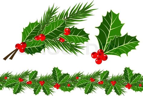 Holly leaves and berries | Stock vector | Colourbox