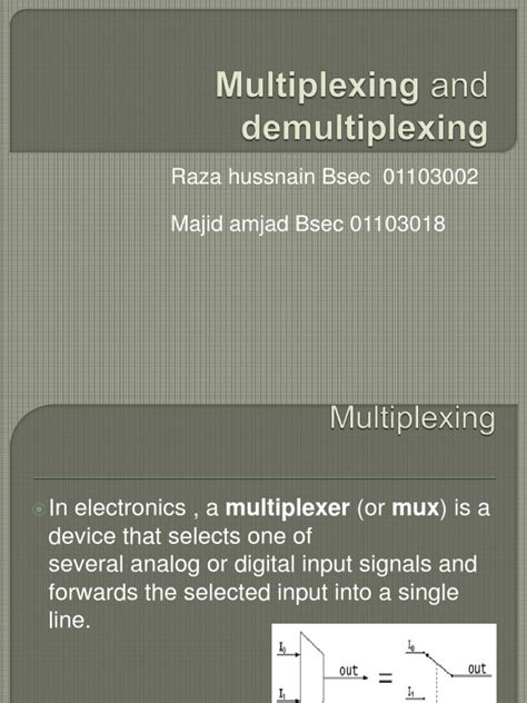 An Overview of Multiplexing Techniques in Electronics and ...