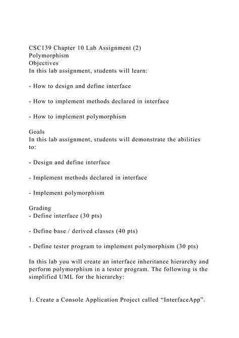 Csc Chapter Lab Assignment Polymorphismobjectivesin Docx