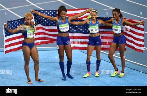 The United States Team From Left Natasha Hastings Phyllis Francis