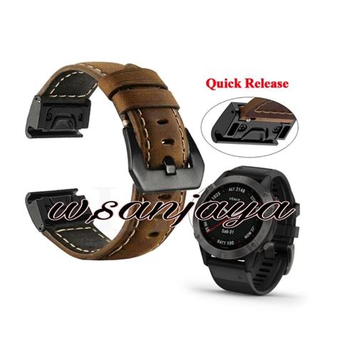 Jual Strap Garmin Fenix Pro Solar Tali Jam Kulit Leather Big Buckle