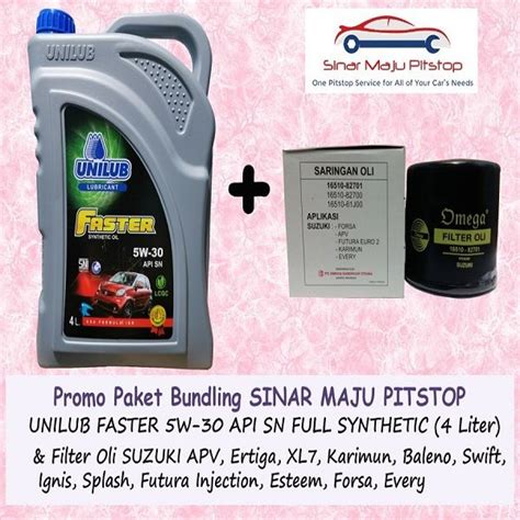 Paket Bundling Oli Mobil Unilub Faster W Sn Original Liter