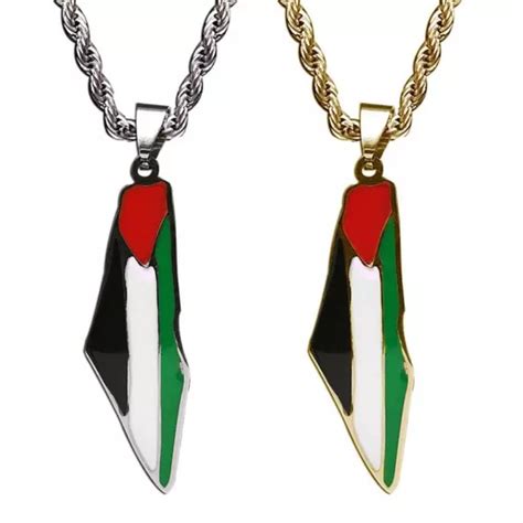 Palestine Flag Map Necklace Pendants With 60cm Chain Palestinian T