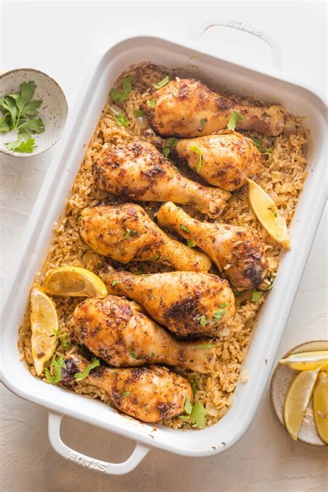 Baked Chicken Legs And Rice Nourish And Fete