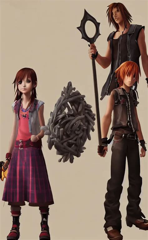 Kairi And Sora As American Gothic In The Style Of Stable Diffusion