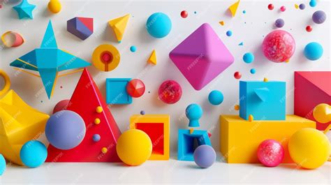 Premium Photo 3d Rendering Abstract Colorful Geometric Shapes