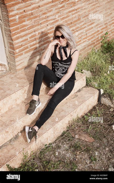 Beautiful Blonde Girl In An Abandoned House Stock Photo Alamy
