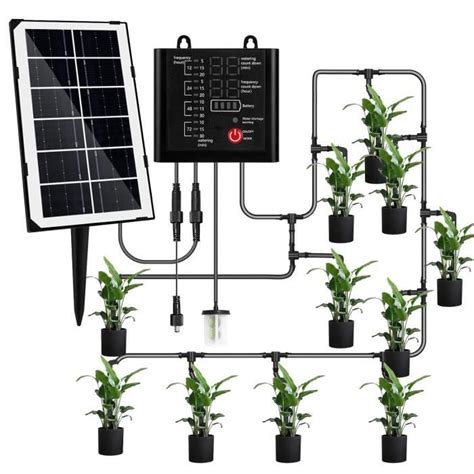 Kit d arrosage automatique solaire avec minuterie et 15 buses goutte à