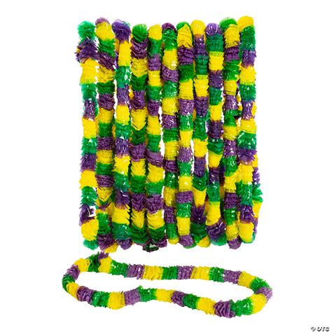 Tri Color Mardi Gras Plastic Leis 12 Pc Oriental Trading