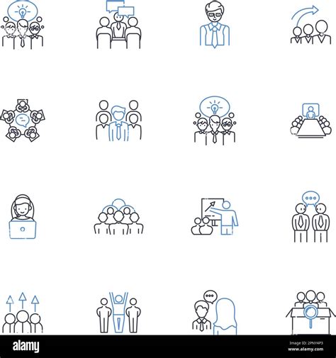 Managerial Direction Line Icons Collection Leadership Guidance