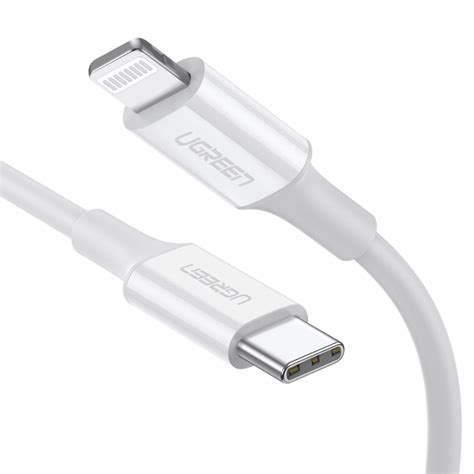 UGREEN USB C TO LIGHTNING CHARGING DATA SYNC CABLE 1M WHITE MFI