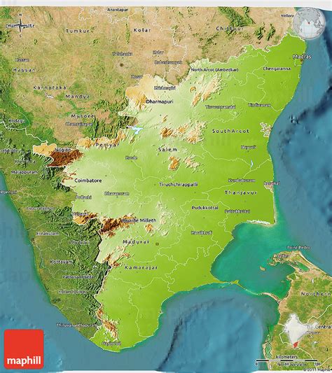 Physical D Map Of Tamil Nadu Satellite Outside