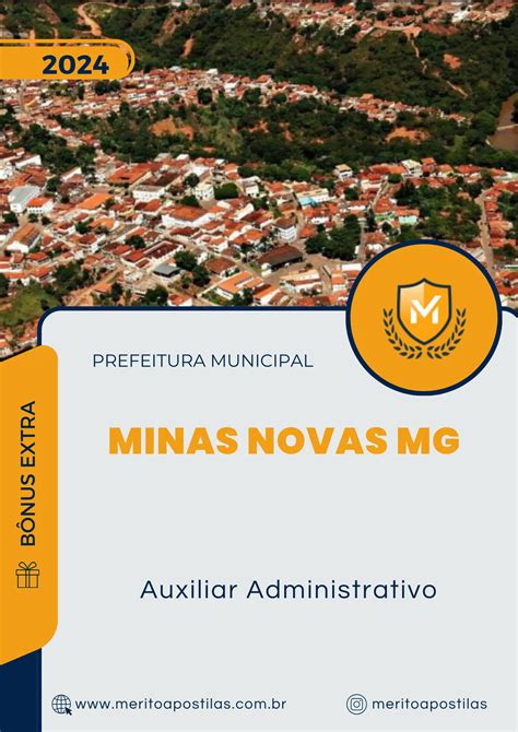 Apostila Auxiliar Administrativo Prefeitura Minas Novas MG 2024