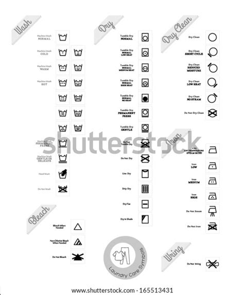 Laundry Care Symbols Vector Set Black Stock Vector (Royalty Free) 165513431