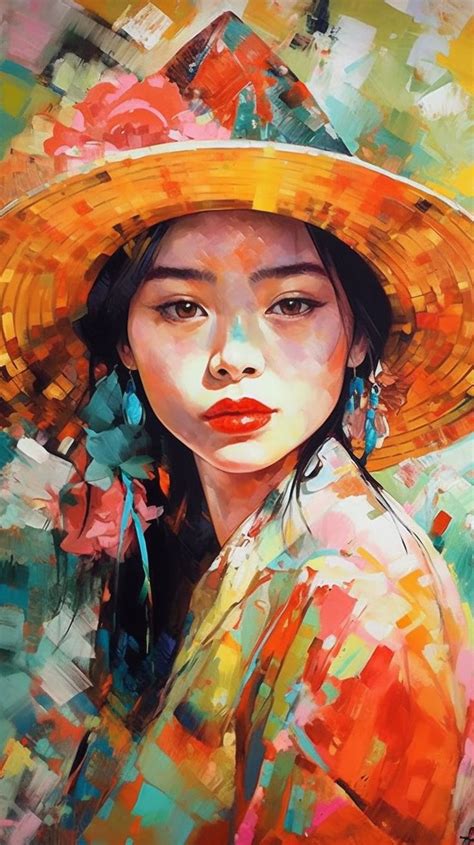 a painting of a woman wearing a hat | Portrait peinture, Peintures ...