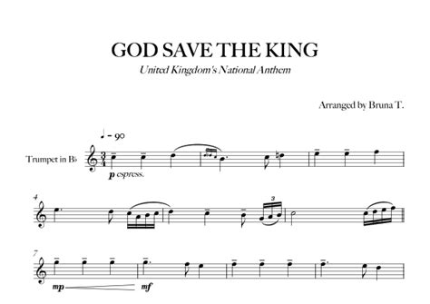 God Save The King Uk National Anthem Arr Bruna T Por Traditional