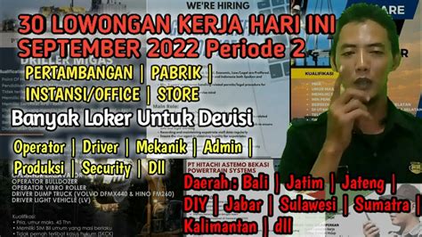 Info Lowongan Kerja September 2022 Info Loker Hari Ini September 2022