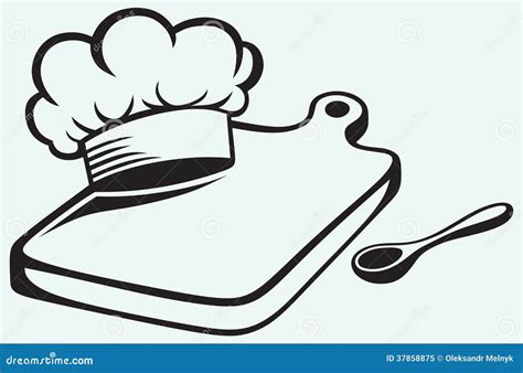 Cooking Cutting Board Chef Hat And Spoon Stock Vector Illustration