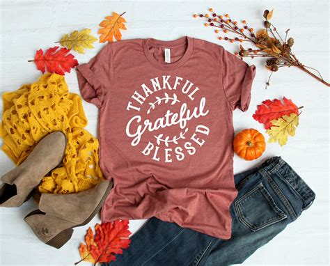 Thankful Grateful And Blessed Shirt Thanksgiving Shirt Thankful