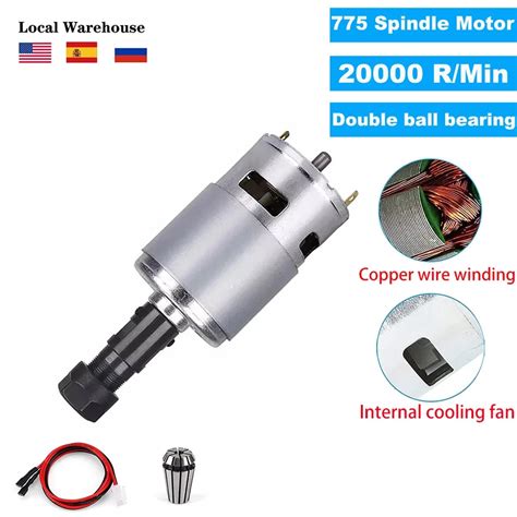 Motor Spindel Dc V V Rpm Bantalan Bola Motor Listrik Mini