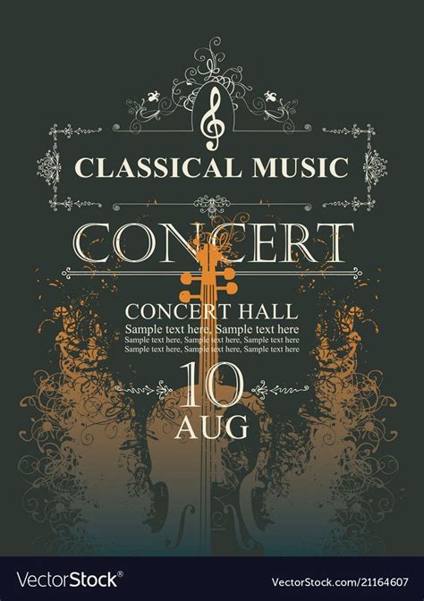 Poster For Concert Of Classical Music With Violin Vector Image On Vectorstock In 2024