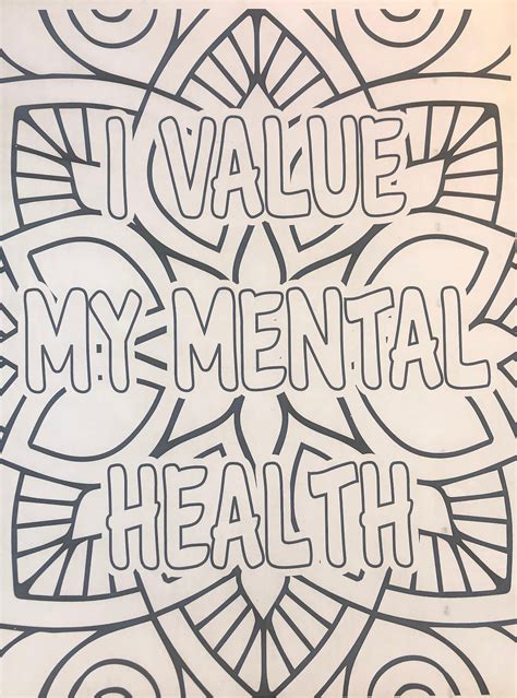 Printable Mental Health Affirmations Coloring Pages Etsy